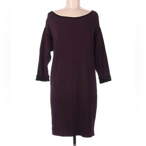Ann Taylor knit sweater dress small burgundy red long sleeve Stretch boat neck